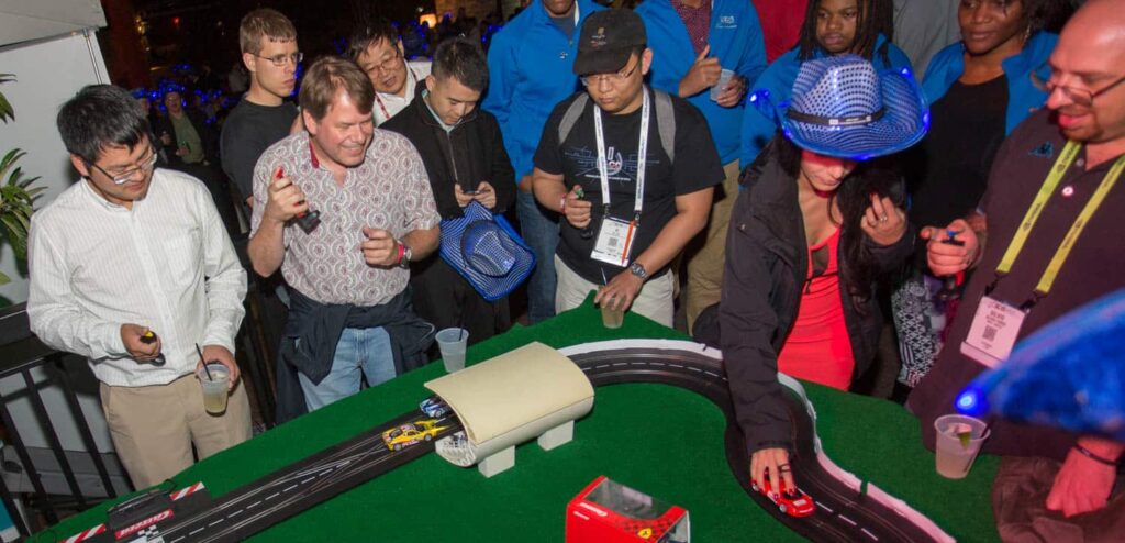 team building slot car racing